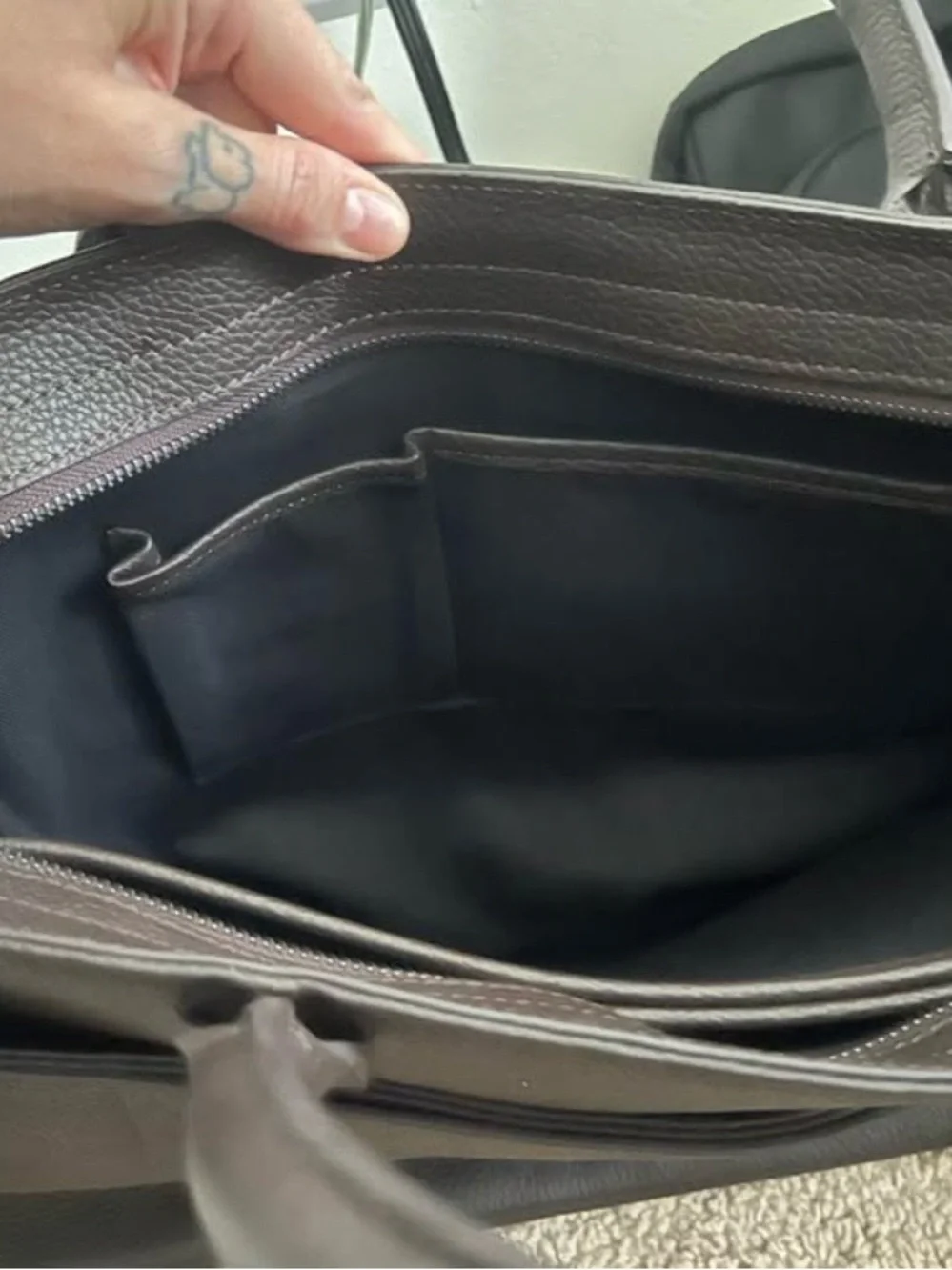Mark & Graham Dark Brown Pebbled Leather Briefcase